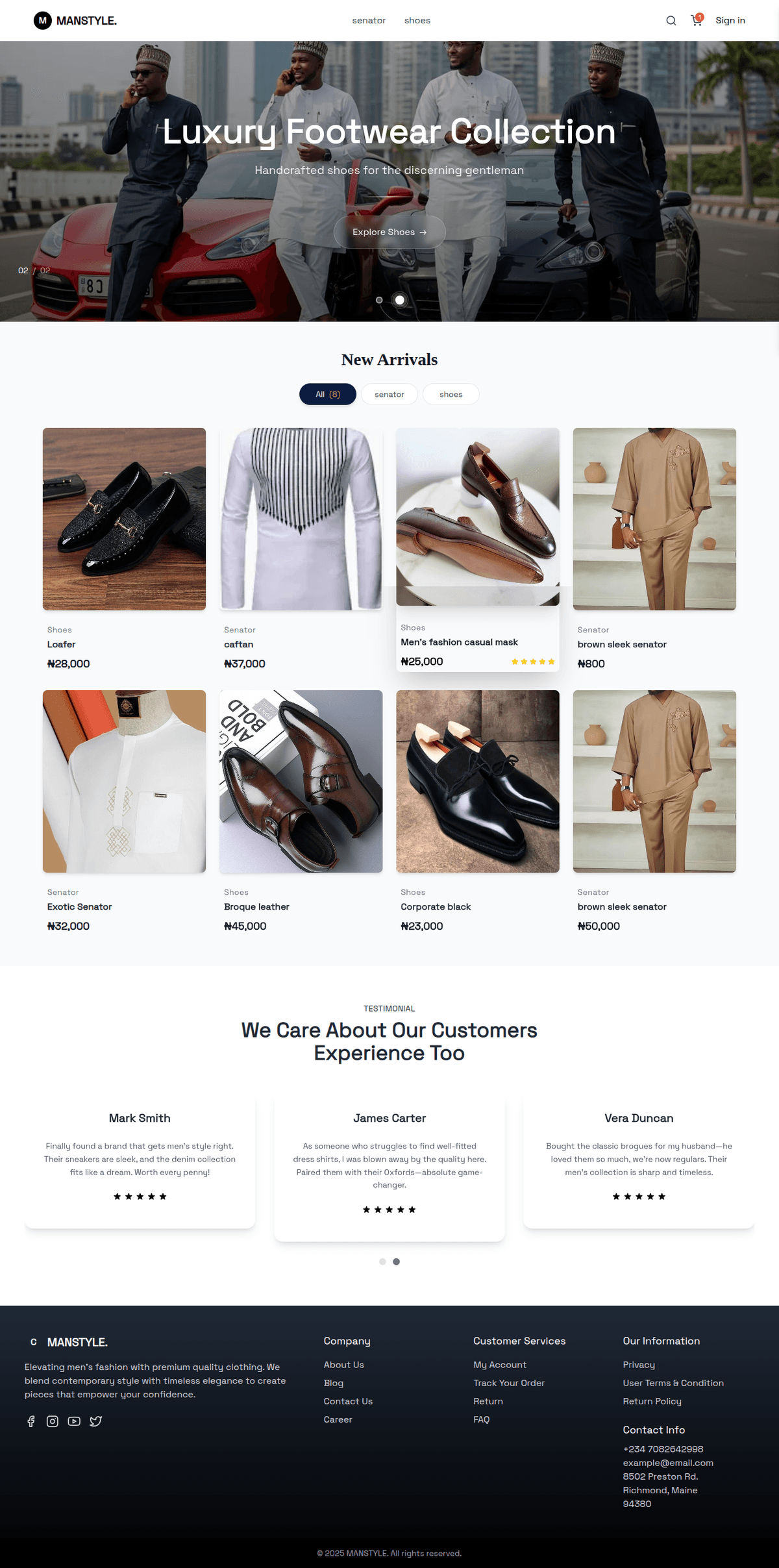 Manstyle eccomerce design