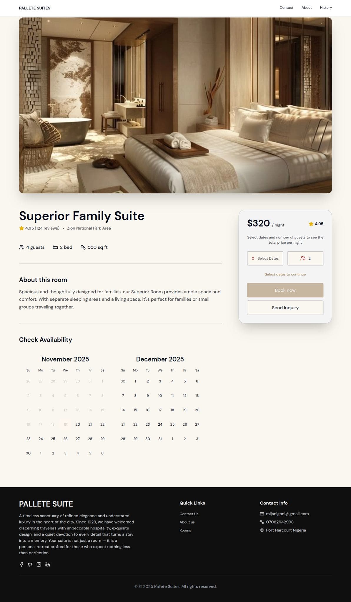 Pallete Suites – Timeless Luxury Hotel Website & Booking Engine